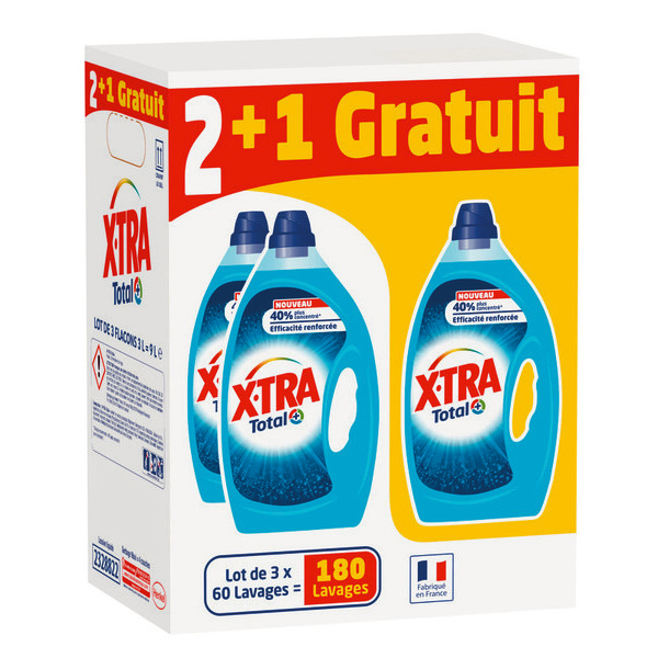 Acheter X Tra Lessive liquide Total 3+1 Savon de Marseille & Aloe Vera