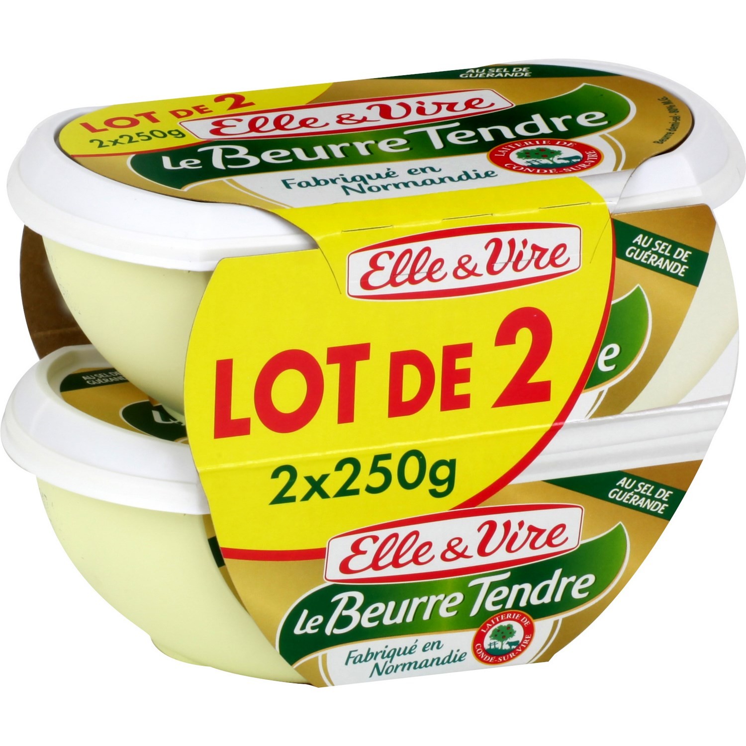 Le Beurre Tendre (lot de 2 x 250 g) demi-sel Elle & Vire - 500 g