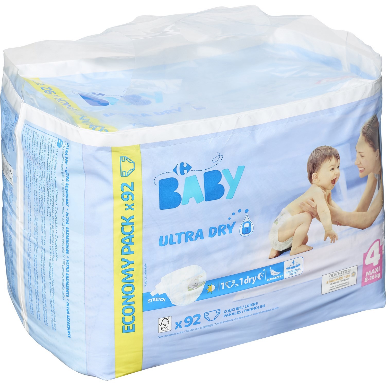 Couches taille 4 maxi : 8-16 kg Ultra Dry CARREFOUR BABY