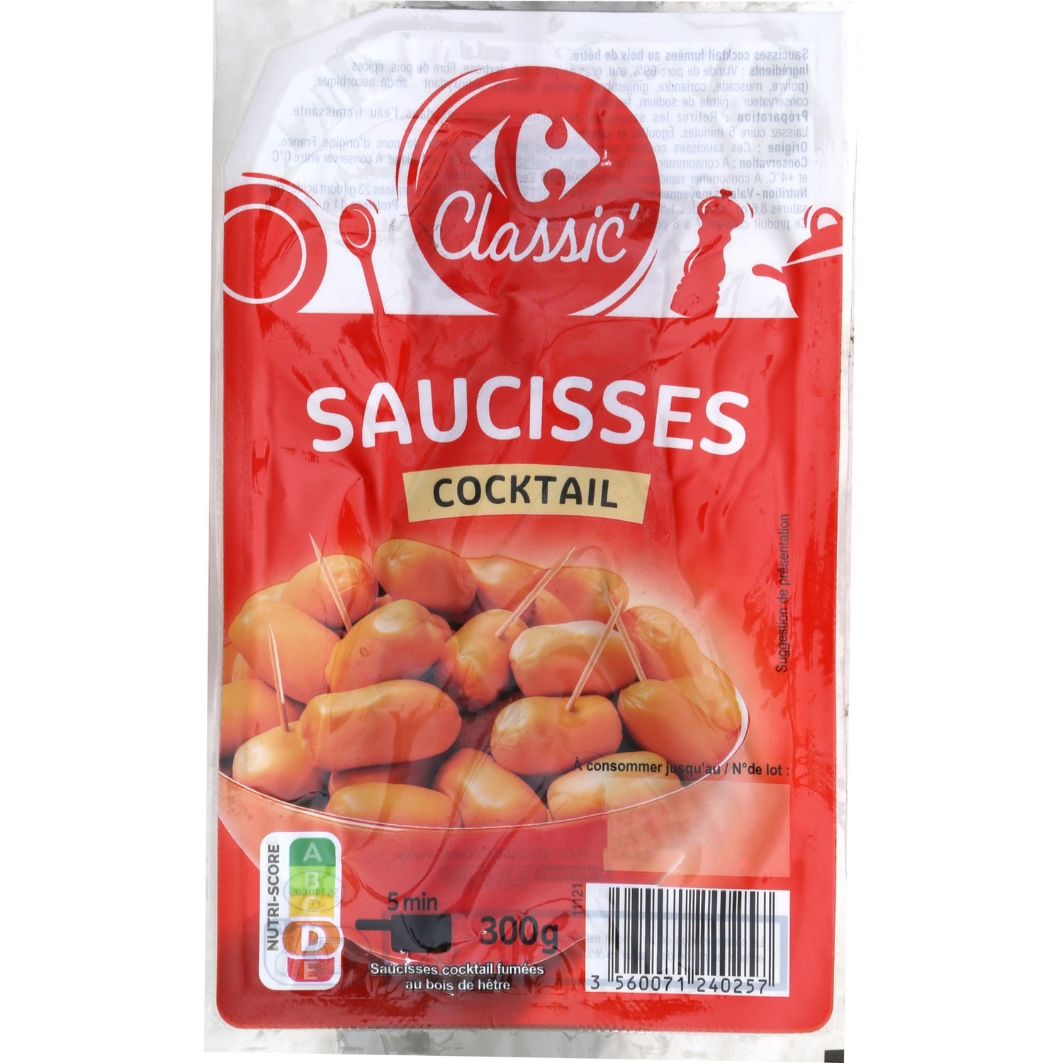 CRF CLASSIC Saucisses cocktail CARREFOUR CLASSIC' 3560071240257
