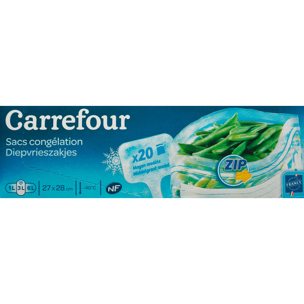 Sacs congélation moyen modèle 3 l CARREFOUR : la boite de 50 - 3 l à Prix  Carrefour