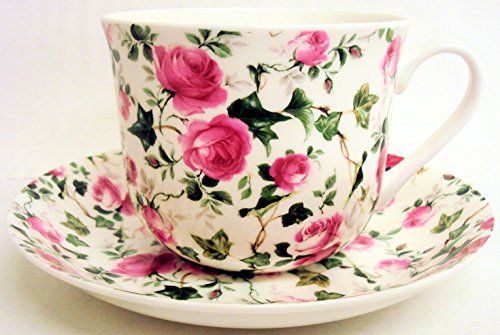 Vérone Tasse et soucoupe pour petit déjeuner en porcelaine fine décorée à la main au Royaume-Uni grande tasse et soucoupe de livraison gratuite au Royaume-Uni