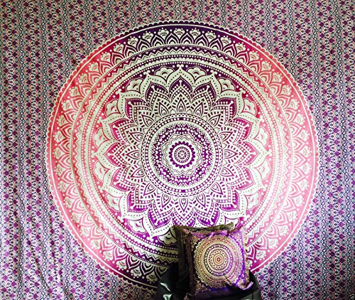 Bazzaree Couvre-lit Indien Hippie Gypsy Housse Bohème ou Déco 100% Coton imprimé à la Main Mandala Tapisserie Murale à Suspendre de Plage Couvre-lit Vendeur Britannique
