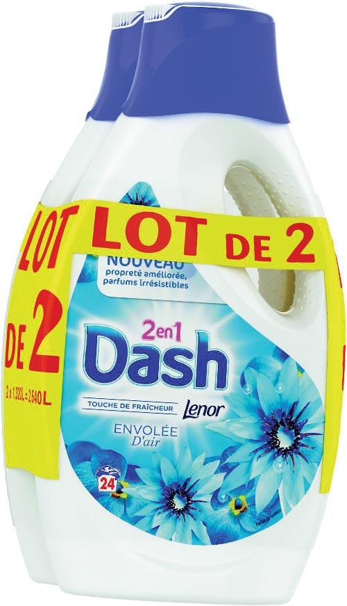 Dash 2 in 1 lessive liquide 35lavages envolee d'air
