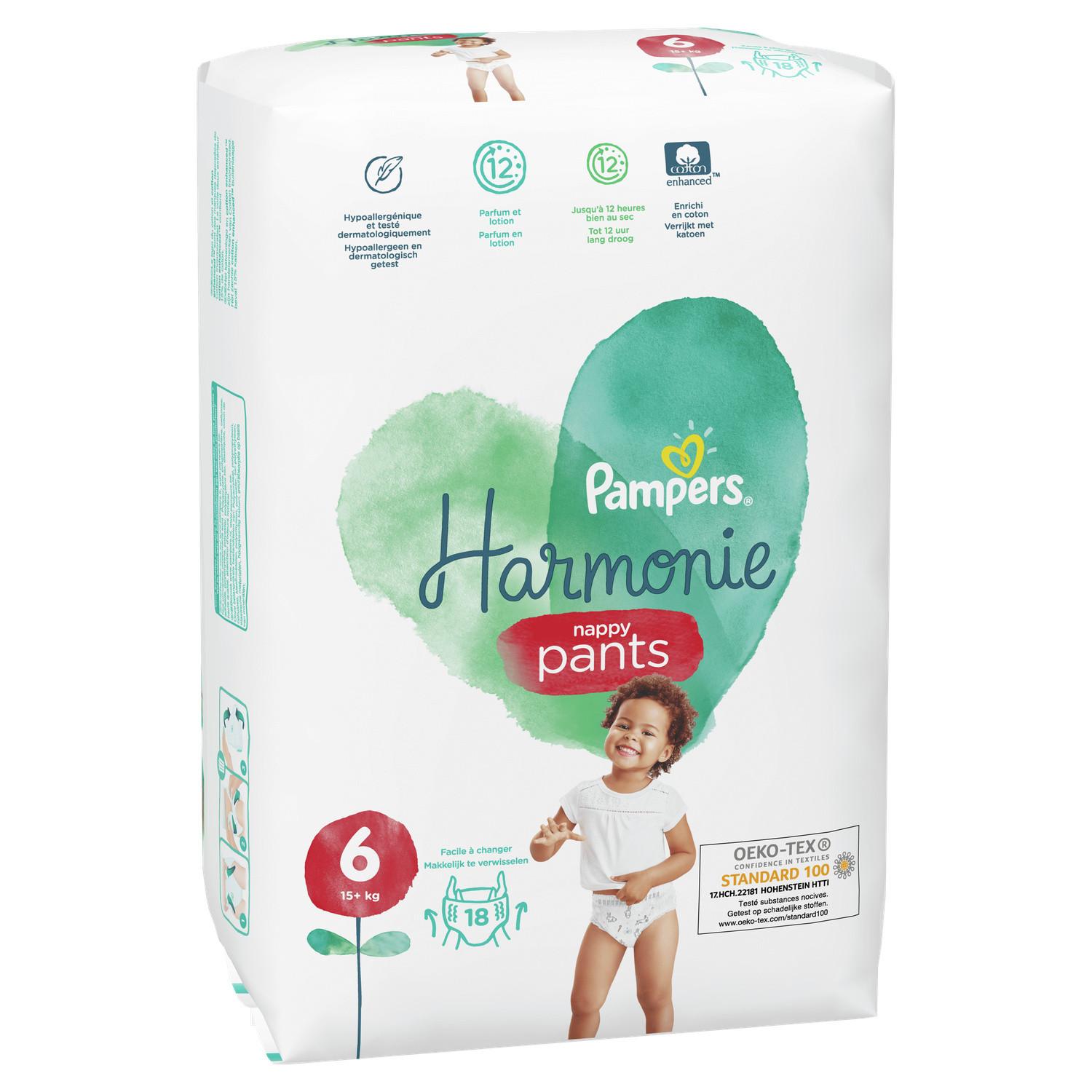 Pampers Harmonie Taille 6 - 111 Couches - 13kg+ - Pack 1 Mois