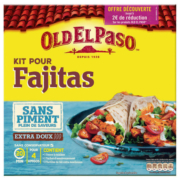 oldelpaso Kit pour Fajitas sans piment extra doux 8410076474070