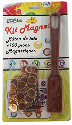 Kit Accessoires Loto Bingo 3 En 1 - Trousse 'J'peux Pas J'ai Loto' + Bâton Magnétique Rose + 100 Pions Aimantés Rose