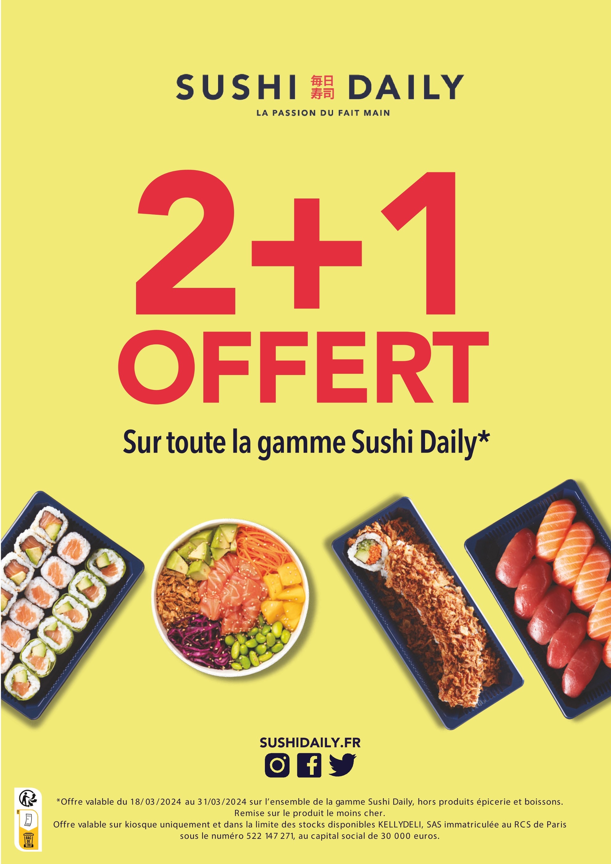 Géant Casino 2 + 1 OFFERT Sur toute la gamme Sushi Daily