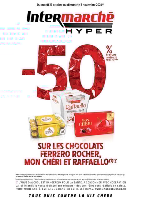 Intermarché -50% de remise immédiate sur le 2ème sur une sélection de produits Ferrero