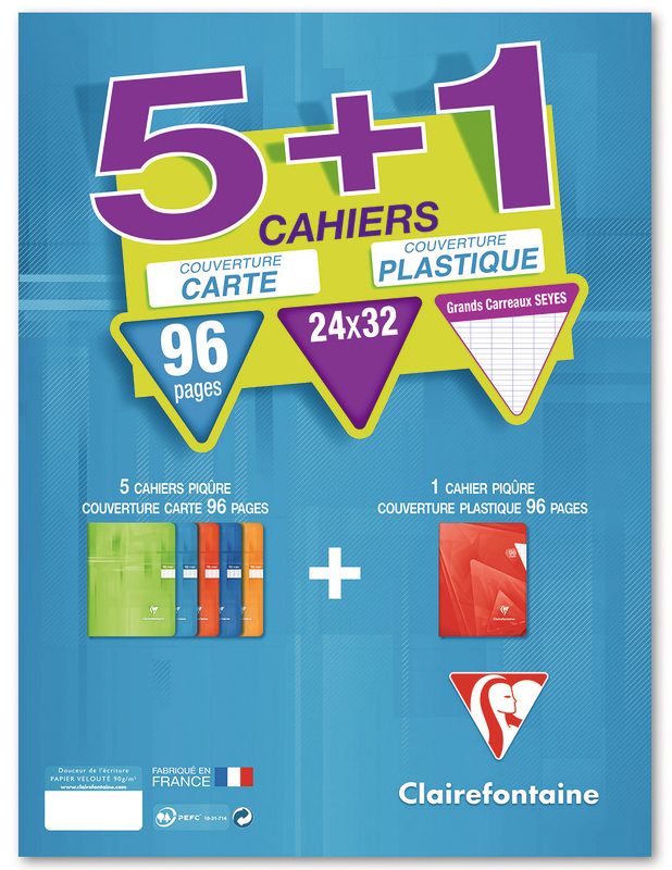  5+1 CAHIERS 24X32 CM CLAIREFONTAINE CLAIREFONTAINE  3037928810548