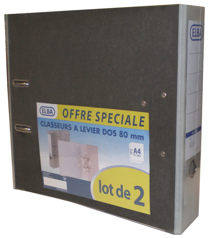 2 CLASSEURS À LEVIER DOS DE 80MM ELBA