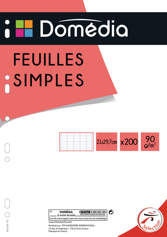 FEUILLES SIMPLES PERFORÉES DOMEDIA