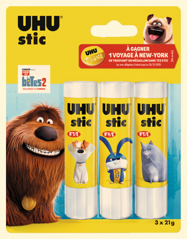 3 BATONS DE COLLE BLANCHE UHU