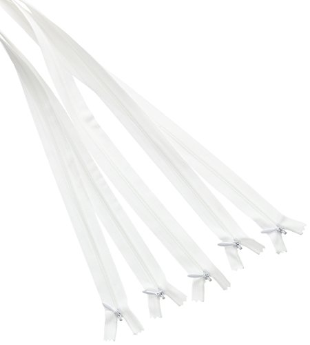 Fermeture éclair invisible, en plastique, blanc...