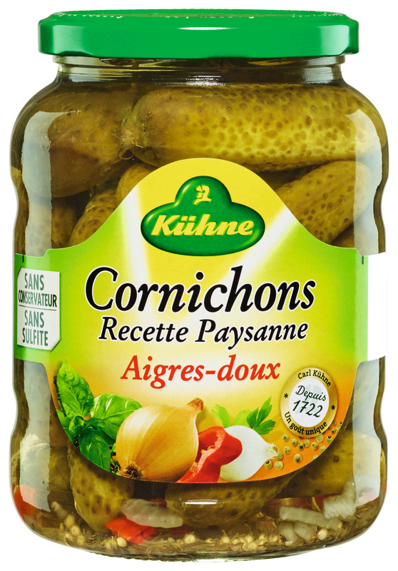 Khüne Cornichons aigre-doux  code EAN 0000040122274 