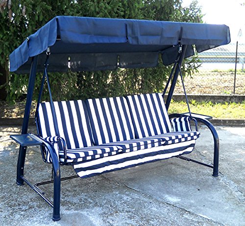 Balancelle 3 places Royal avec structure bleue.
