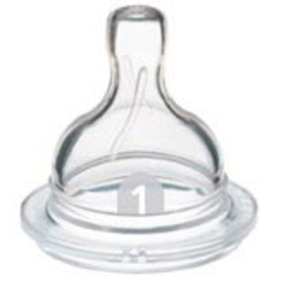  Lot de 2 tétines silicone Classic Transparent 1 trou débit nouveau-né de Philips AVENT code EAN 00051035 