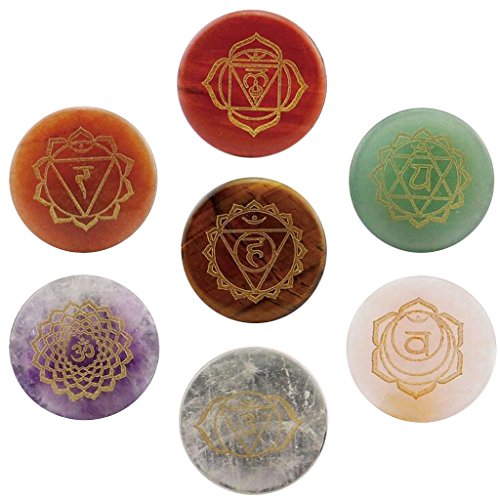 7pcs Ronde Gravés Reiki Cristal Energie Pierres De Palmiers Coloré Cadeau 0008853294812 Generic