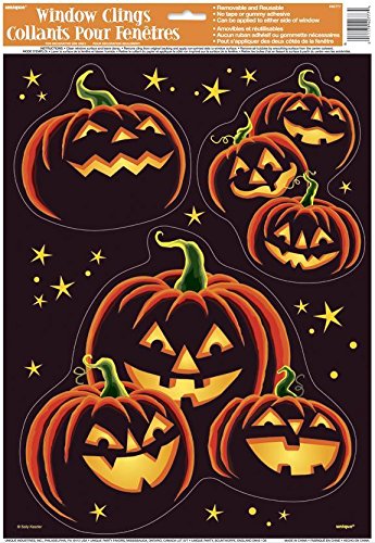 Autocollants pour fenêtres citrouille noire Hal...