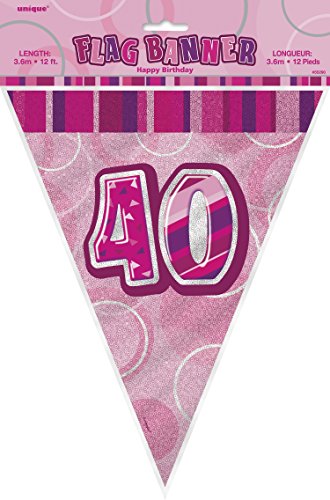 Guirlande anniversaire 40 ans rose (3,60 m)