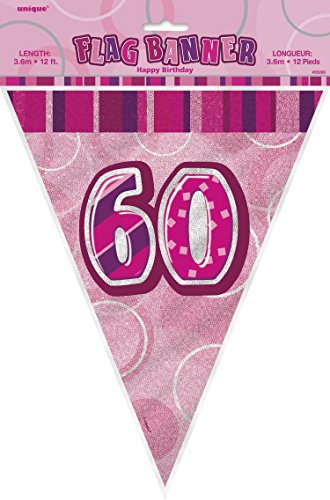 Guirlande anniversaire rose 60 ans