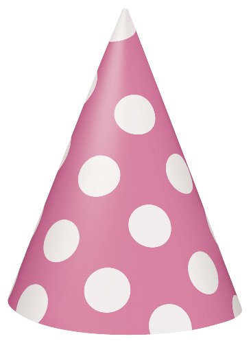 8 chapeaux de fête en papier à pois Polka Roses...