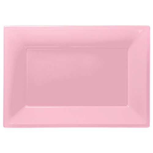 Lot de 3 plateaux de service en plastique rose