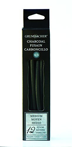Medium willow charcoal 12 sticks 0014173391810 Grumbacher