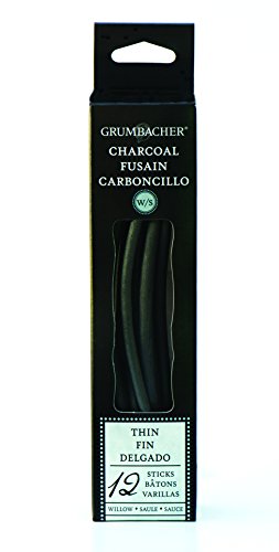 Thin willow charcoal 12 sticks 0014173391827 Grumbacher