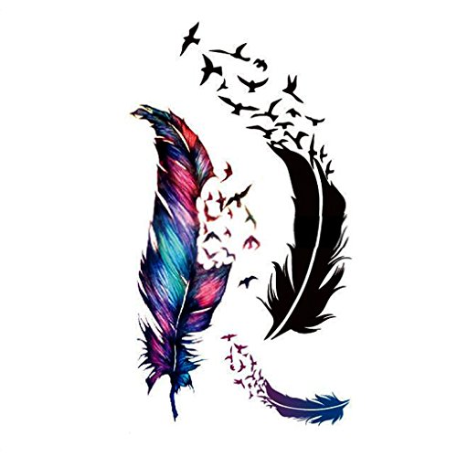 Oiseaux feather tattoo body art stickers papier...
