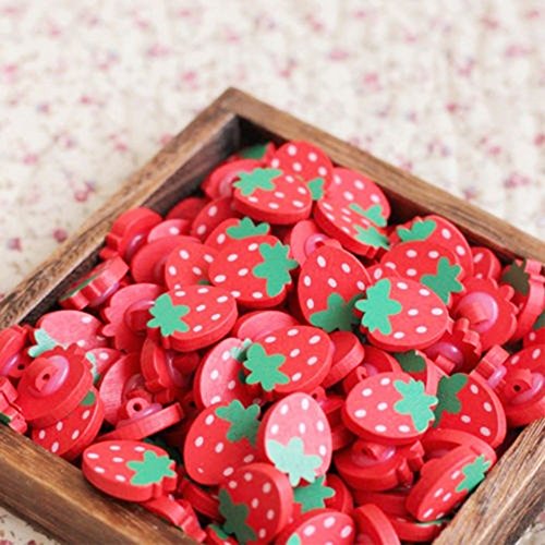 50pcs / paquet fraise forme colorée boutons bou...