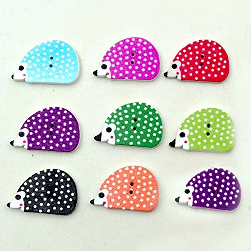 50pcs / paquet multicolor boutons en bois héris...