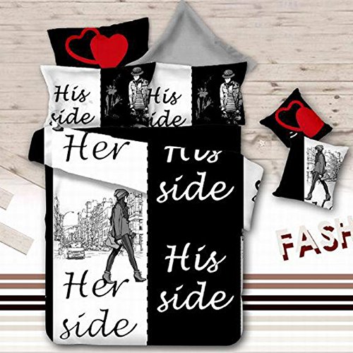 Black & white 4pcs / set housse de couette lite...