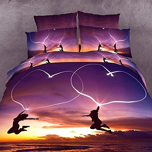 Lovers & 3d coeur 4pcs / set couette sets liter...