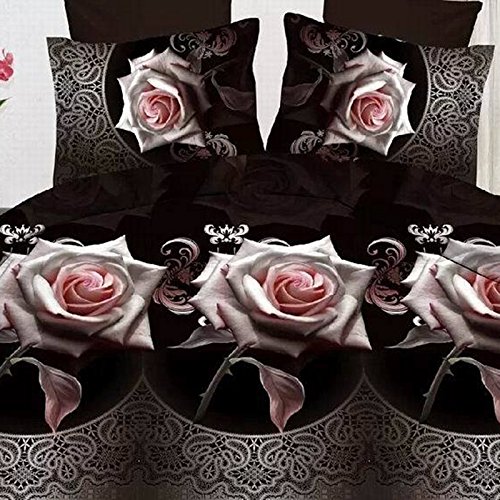 4pcs / set romantique 3d rose fleurs noir houss...