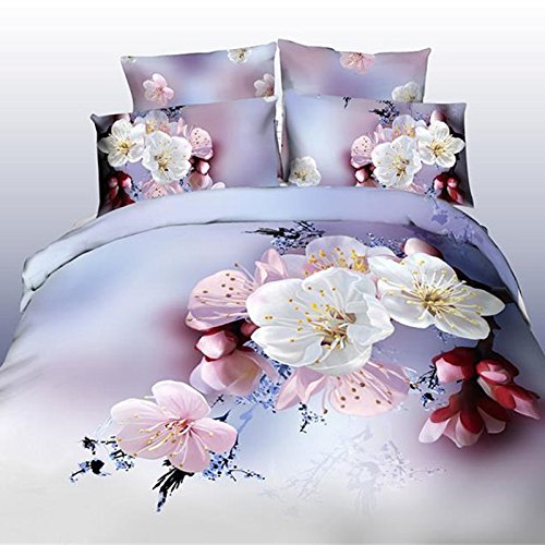 White peach blossom flower printed drap linge d...