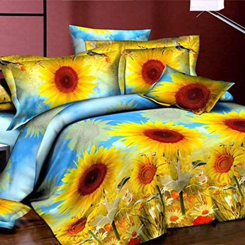 4pcs / set sunflower 3d cover imprimé sets déco...