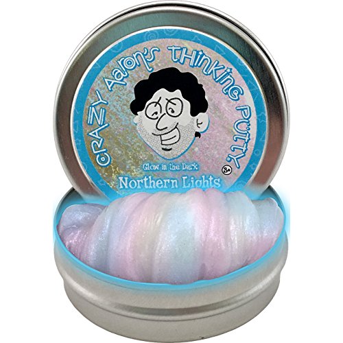 Crazy Aaron's Thinking Putty Pâte à modeler intelligente - modèle fluo (glow in the dark) -les aurores boréales (northern lights) - 5cm code EAN 0019962195150 