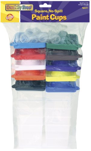 C&S CS 10 pièces en plastique 100 g sans déborder Peinture Cups, couleurs assorties, carré 0021196051294 (0021196051294)