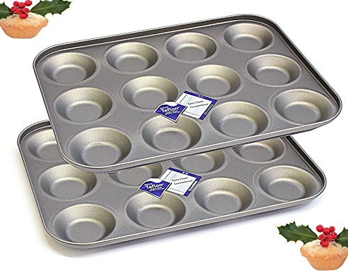 lets cook 12 Hole Bun Tin Twinpack, For Buns, Fairy Cakes, Tarts and Mince Pies, 2 x Non Stick Baking Trays British Made code EAN 0022099780878 
