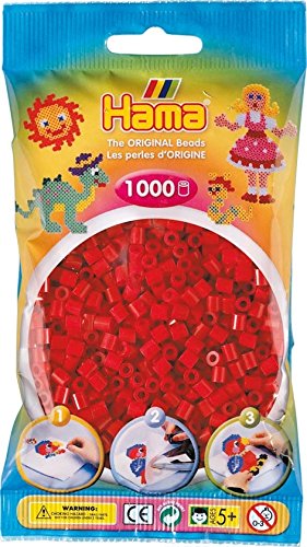 HAMA Sachet de 1000 Perles à repasser midi 5 mm Rouge 0028178207052 Hama