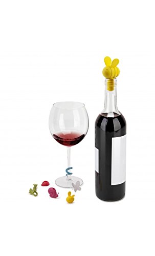 Marques verres et bouchon à vin animaux couleur...