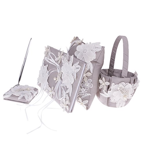 5pcs Satin Fleur Dentelle Livre D'or +Stylo Sig...