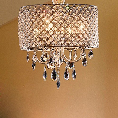 Lampe pour plafond 545 OOFAY LIGHT® Elegant moderne 4 - lumière lampes, lustre lgiht avec gouttes de cristal en plume ronde salon, salle à manger, chambre à coucher code EAN 0032464547869 