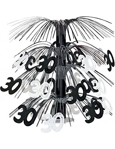 Centre de table anniversaire 30 ans noir et argent