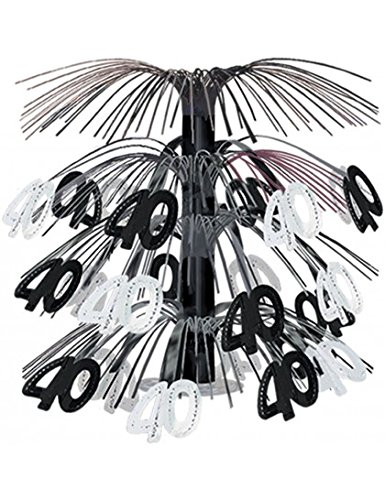 Centre de table anniversaire 40 ans noir et argent