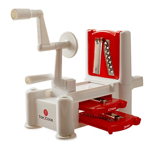TOP2COOK Coupe-légumes, coupe spirale, découpe légumes, découpe fruits, découpe chips, Spiralizer, TOP2COOK. code EAN 0040201538261 