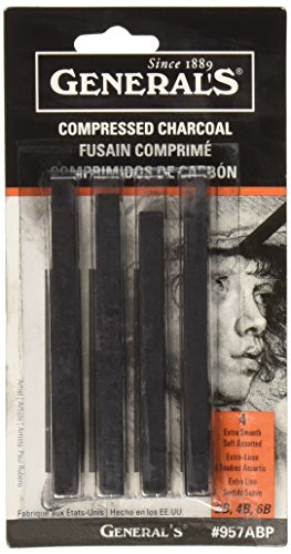 Bâtons de Fusain comprimé 4/Pkg-Black - assorti...