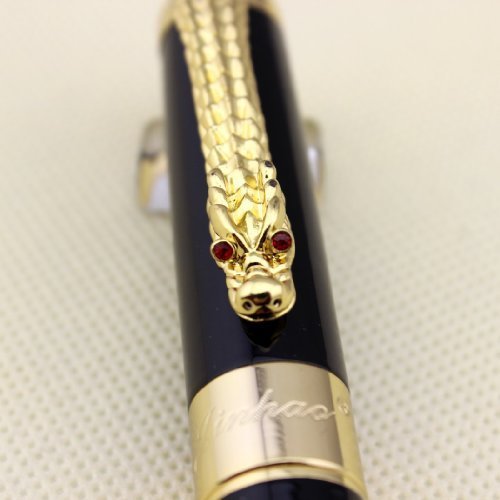 Jinhao Luxe roller stylo bille Jinhao 1200 noir avec dragon d'or pince beau stylo de cadeau code EAN 0045635068605 