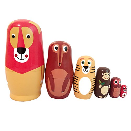 6pcs Peintes à La Main Animaux De Poupées Russes En Bois 0047393138156 Generic
